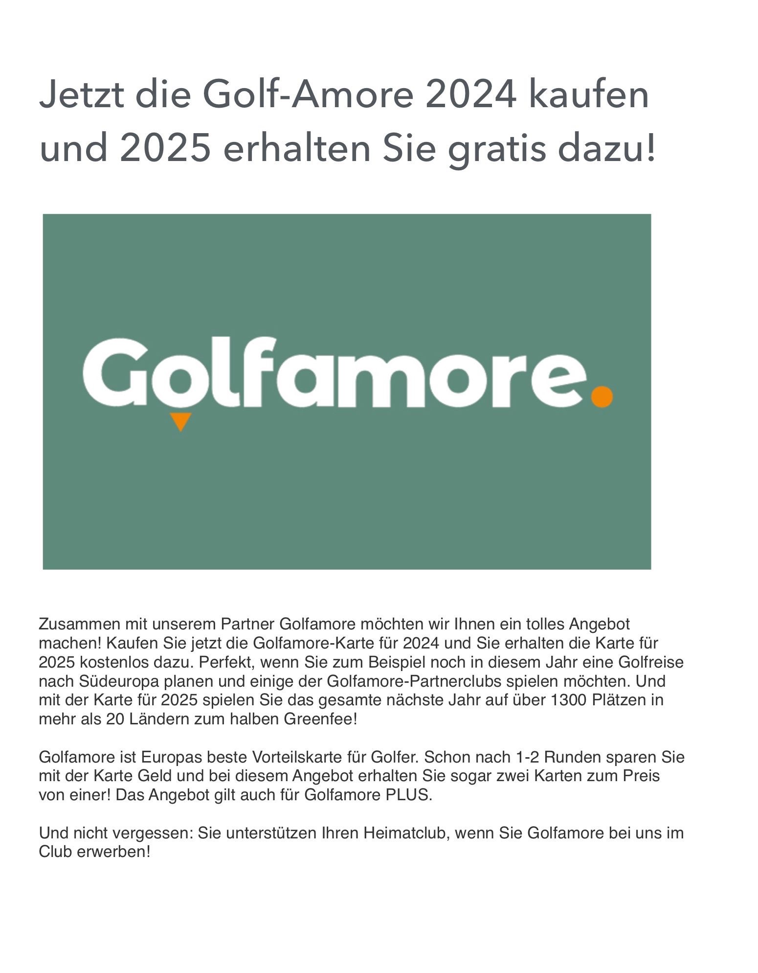 Golfamore Kampagne vom 23.08.- 31.10.2024!